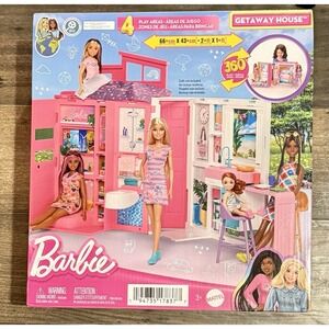 Barbie Getaway Doll House Playlet with 4 Play Areas and 11 Decor Accessories New
